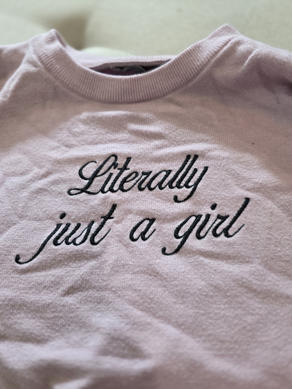 Juniors' Light Pink 'Literally Just a Girl' Sweater
